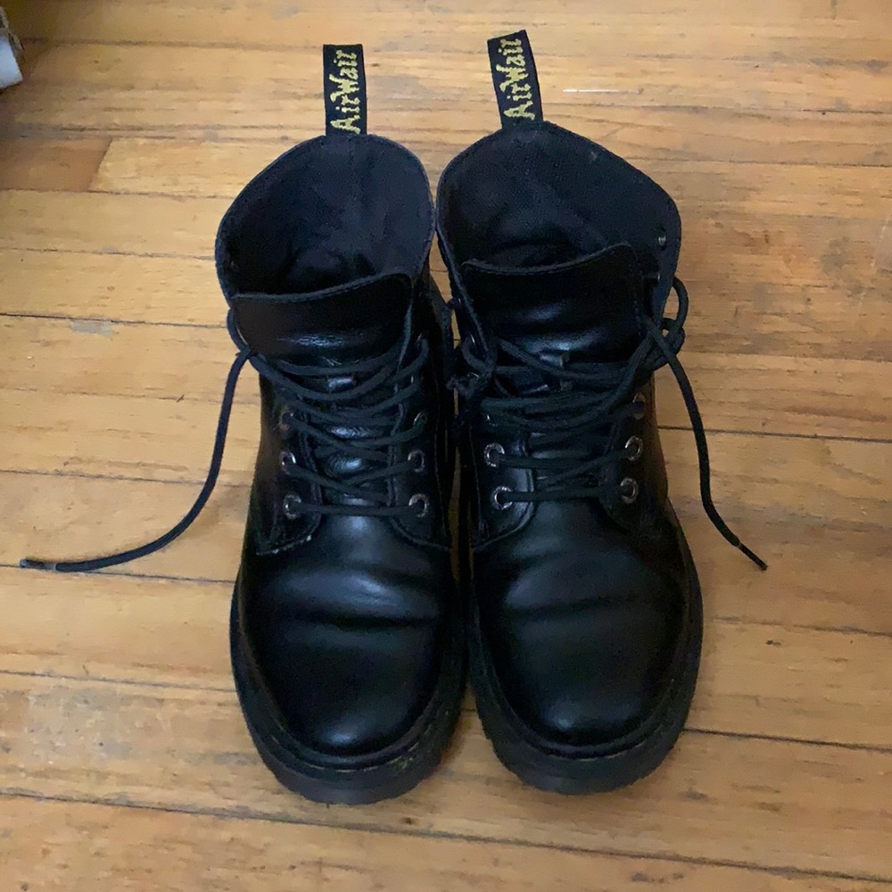 Black Dr. Marten 7 eye boots, soft leather
